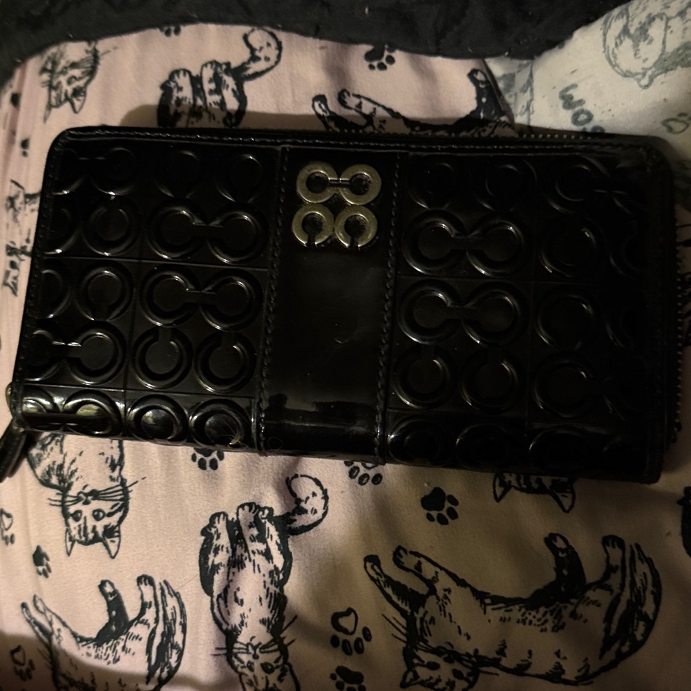 Coach patent big wallet black